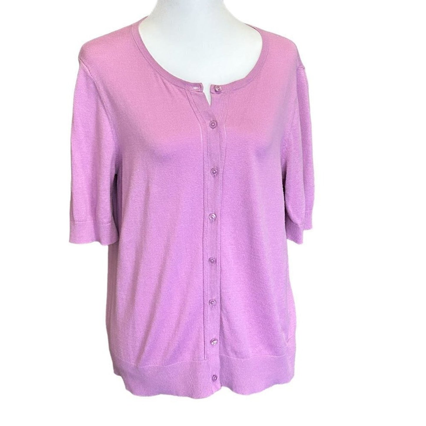 Loft Women's Sweater Top, Size L, Purple, Button up, Sht Sleeve #B1466