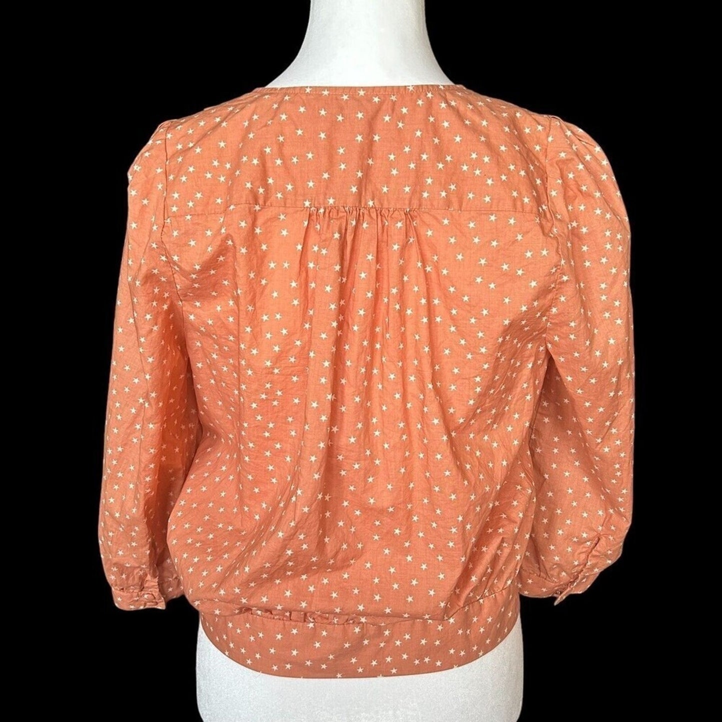 Madewell Wrap Top Womens Size Medium Star Scatter Puff Sleeve V Neck #G1261