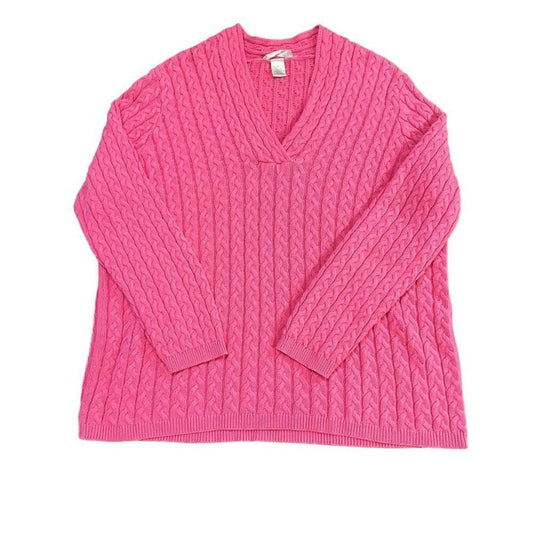 Jillian Nicole Cable Knit  Women's Sweater Sz. 3X Long Sleeve Pink V-neck #M1384