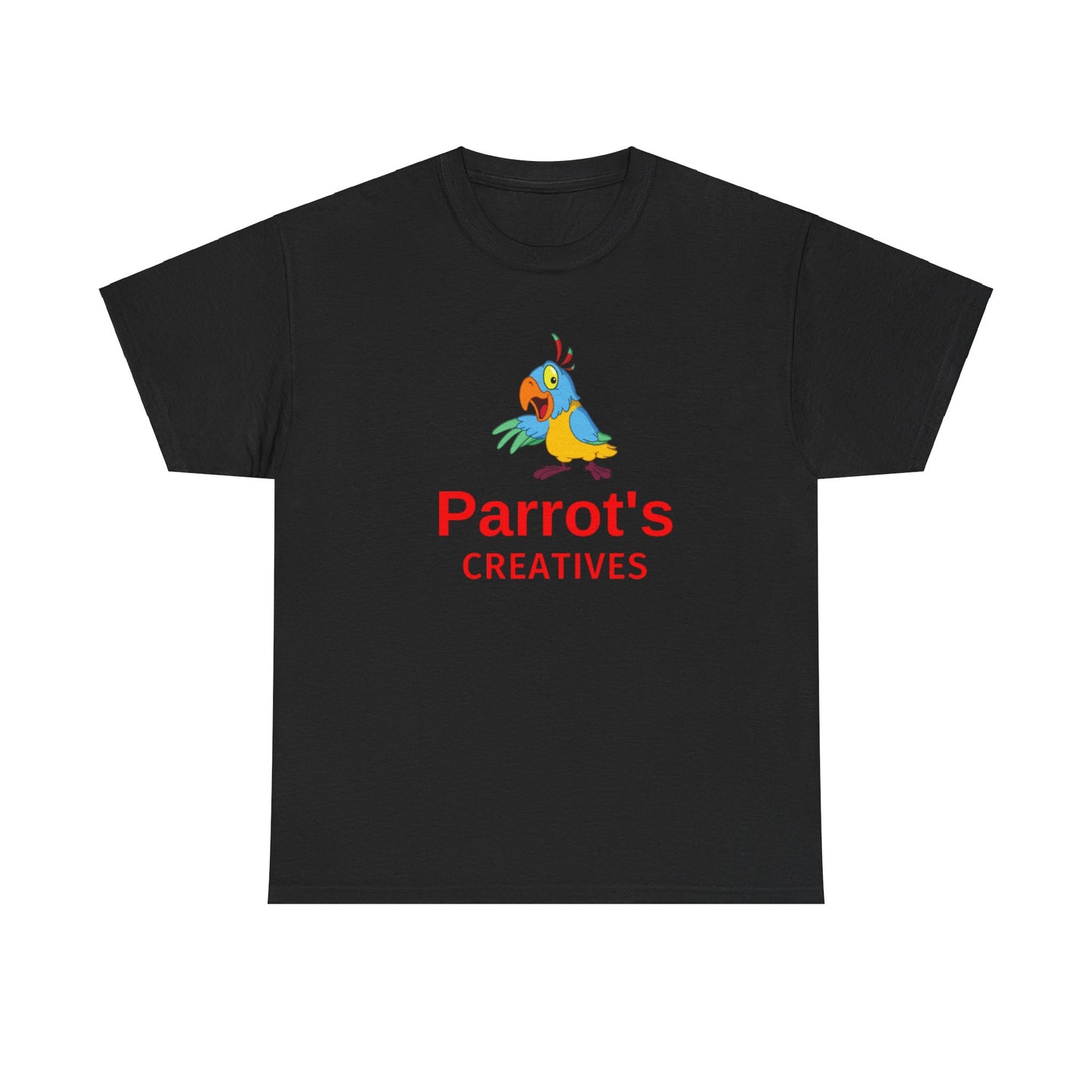 Eco-Friendly Unisex Heavy Cotton Tee with Colorful Parrot Design - Perfect for Creative Souls