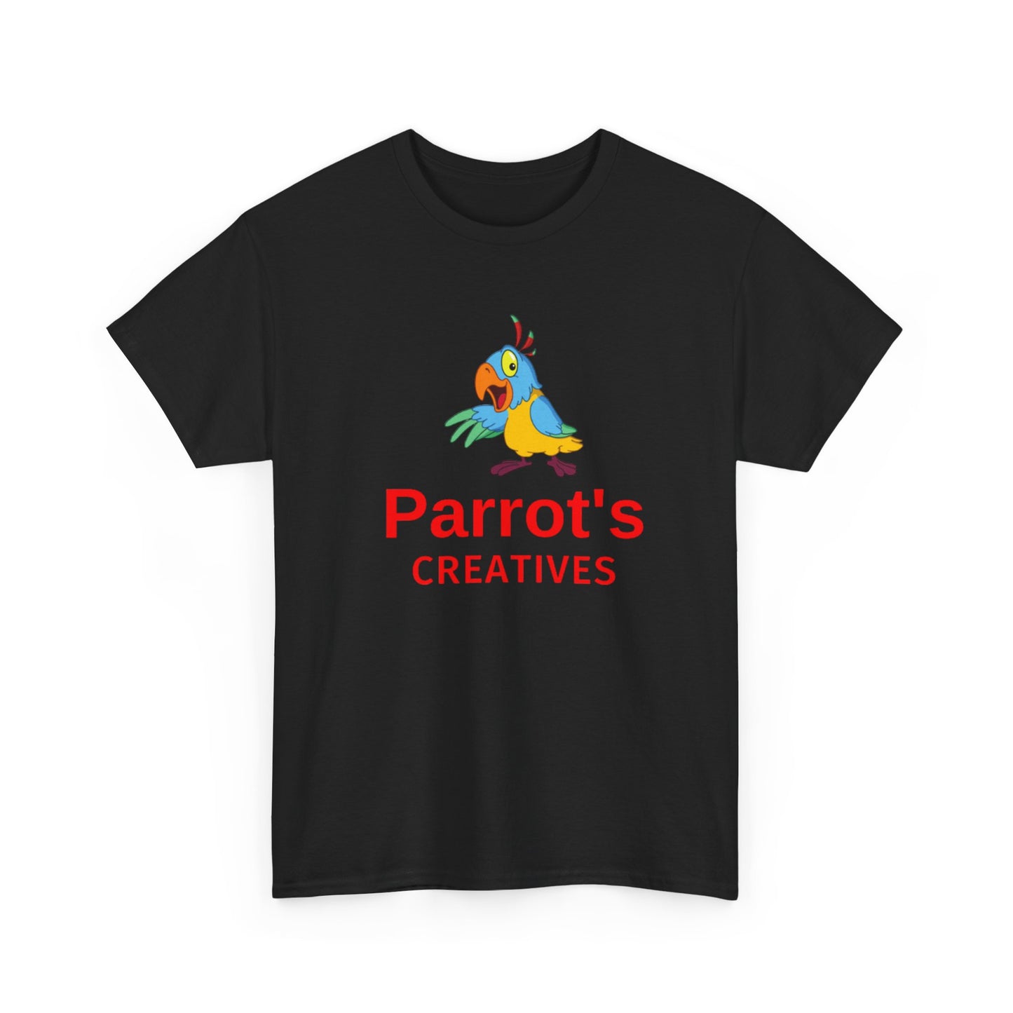 Eco-Friendly Unisex Heavy Cotton Tee with Colorful Parrot Design - Perfect for Creative Souls