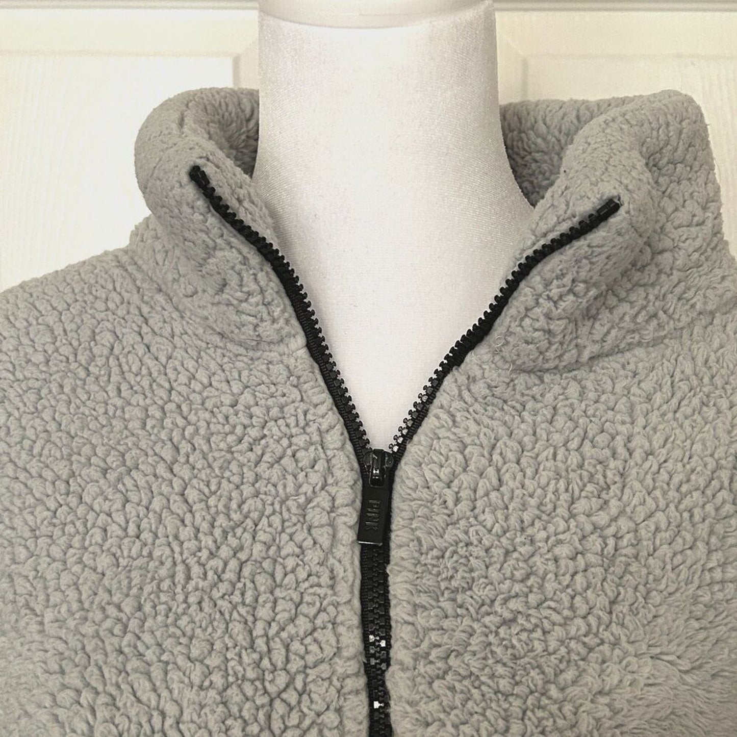 Pink Victoria's Secret Size S, Teddy Full Zip Jacket Grey with Black Trim #H006