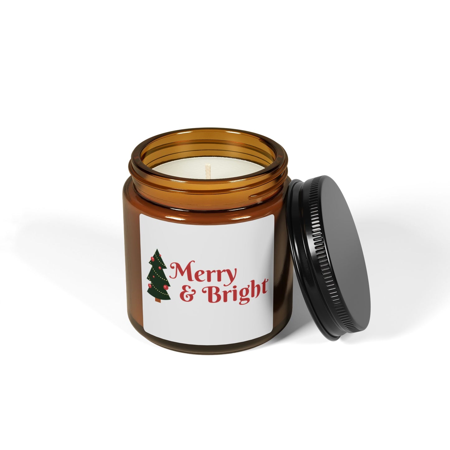 Merry & Bright Scented Soy Candle - Festive Amber Jar for Holiday Cheer