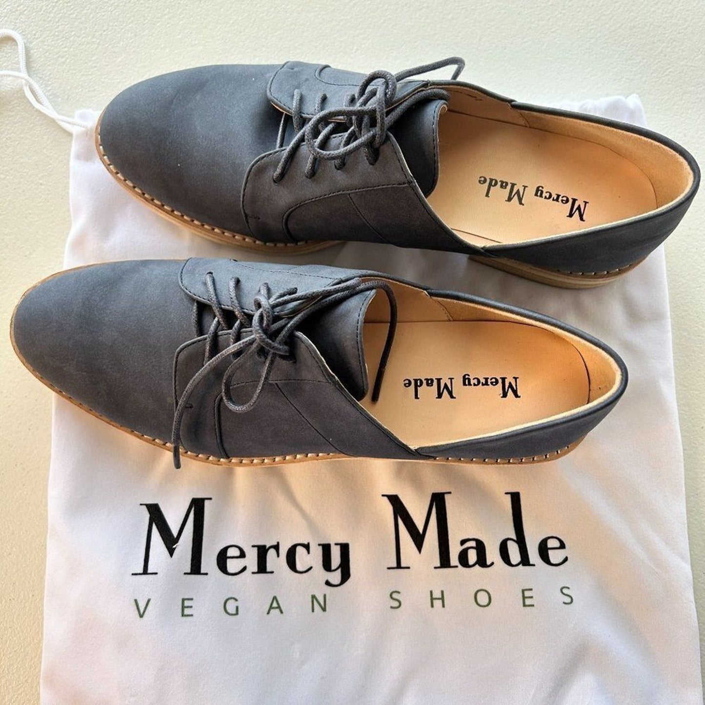 Mercy Made Vegan Shoes Women's Size 8 Sage Blue Oxfords New in Box