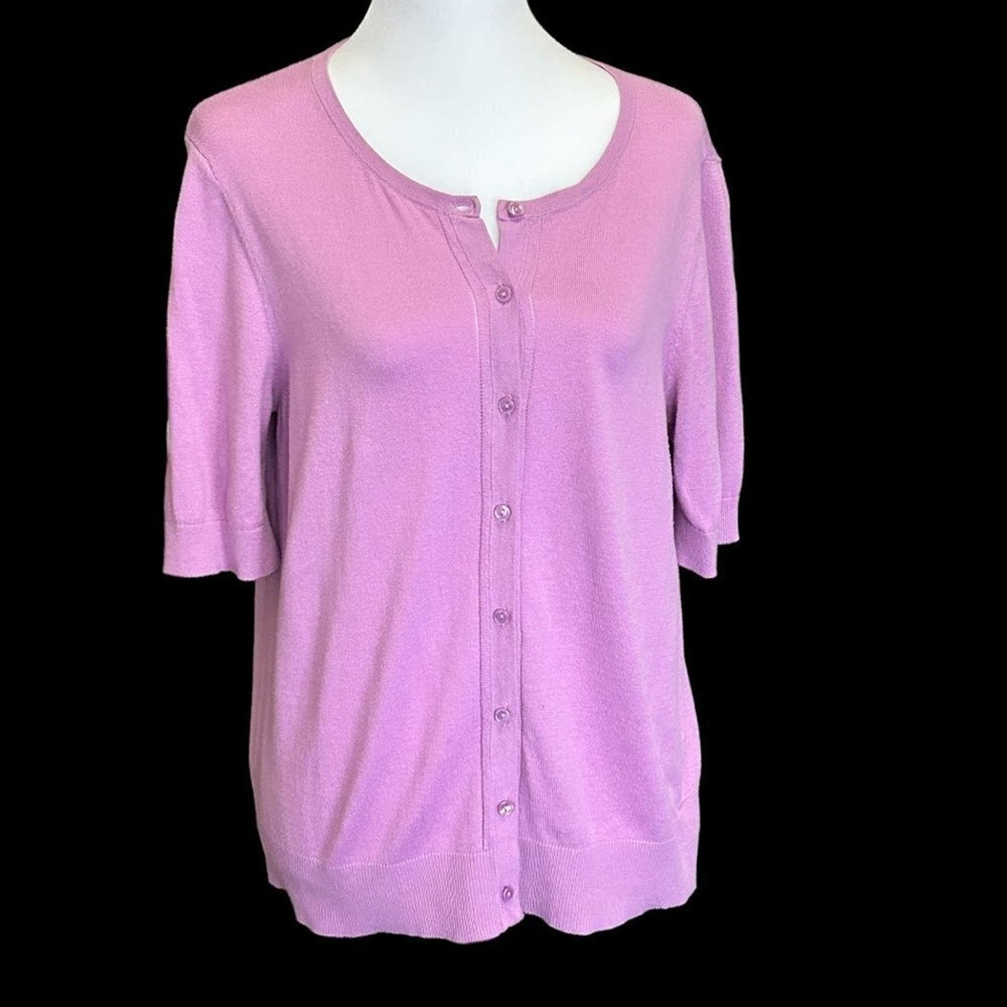 Loft Women's Sweater Top, Size L, Purple, Button up, Sht Sleeve #B1466