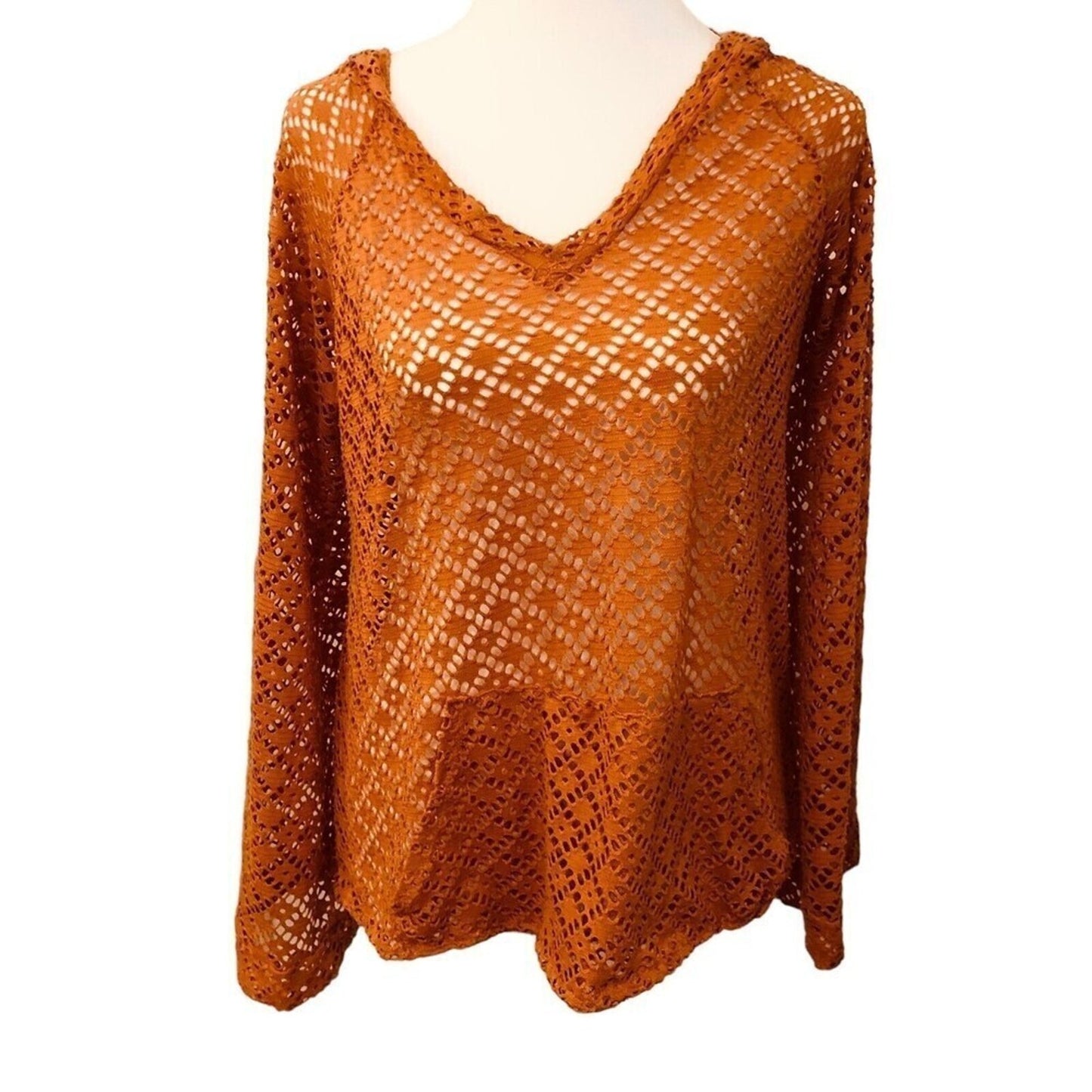 Mind Code Women's Crochet Hoodie Orange (See Photos for Size ) Inv. E-1065