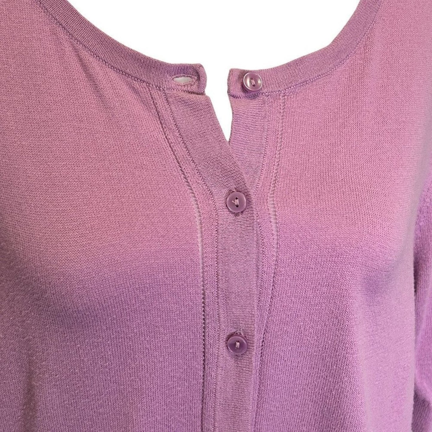 Loft Women's Sweater Top, Size L, Purple, Button up, Sht Sleeve #B1466