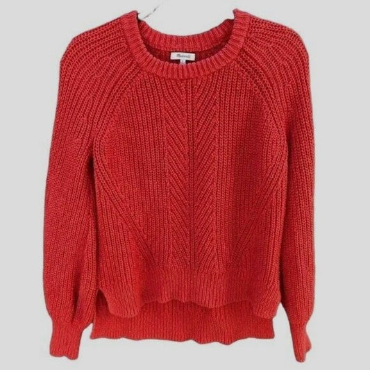 Maxwell Womens Red Waffle Knit Sweater Size Small Cotton Heavyweight #C1208