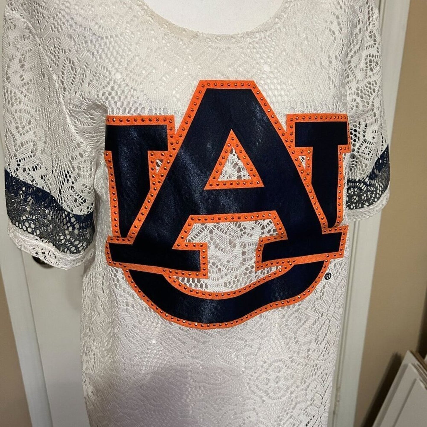 Auburn University Gameday Couture Sheer Lace Women's Shirt Crochet Size M #H1550