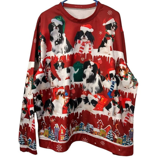 Paceduck Japanese Chin Dog Snow Women's Christmas Premium Sweatshirt Sz. XXL