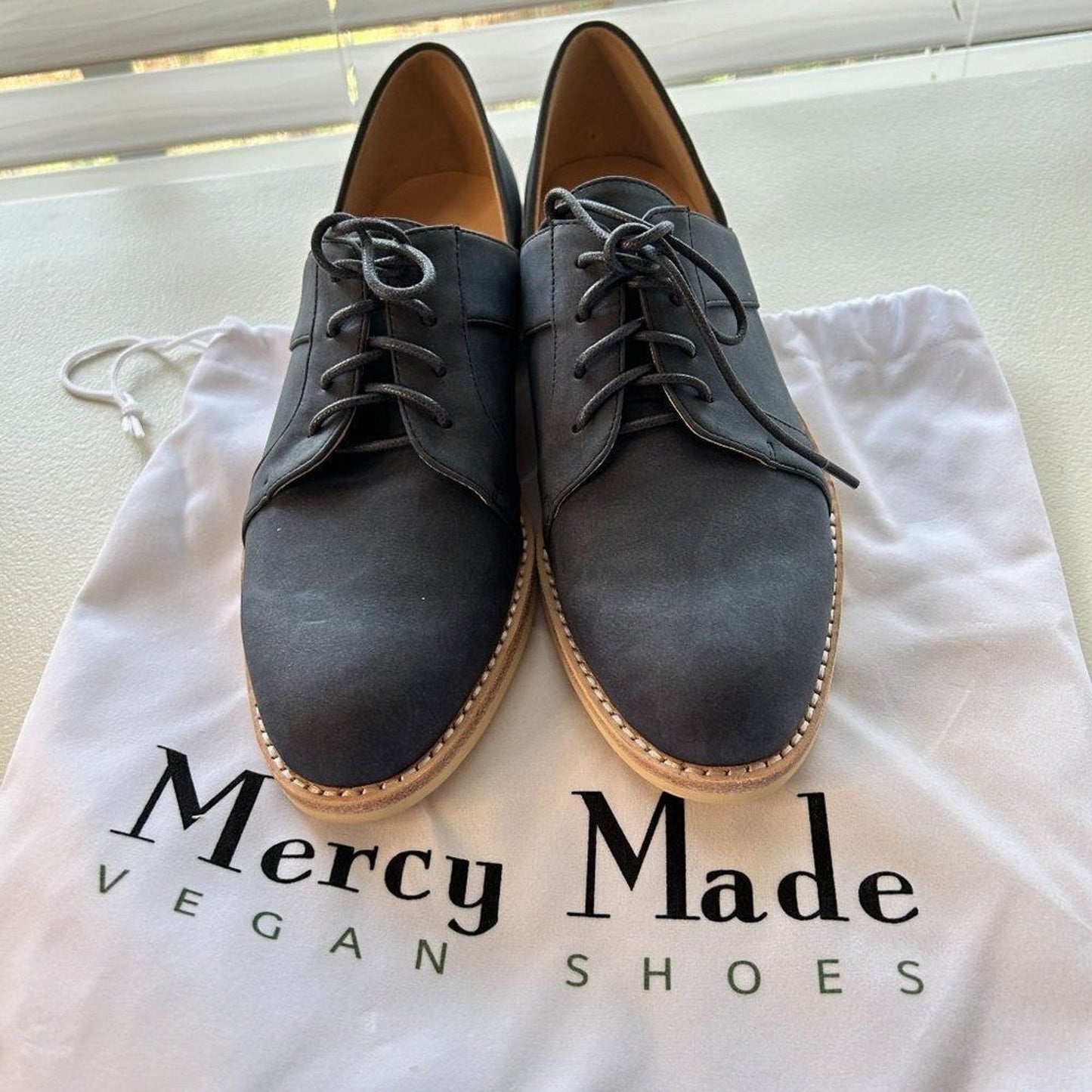 Mercy Made Vegan Shoes Women's Size 8 Sage Blue Oxfords New in Box