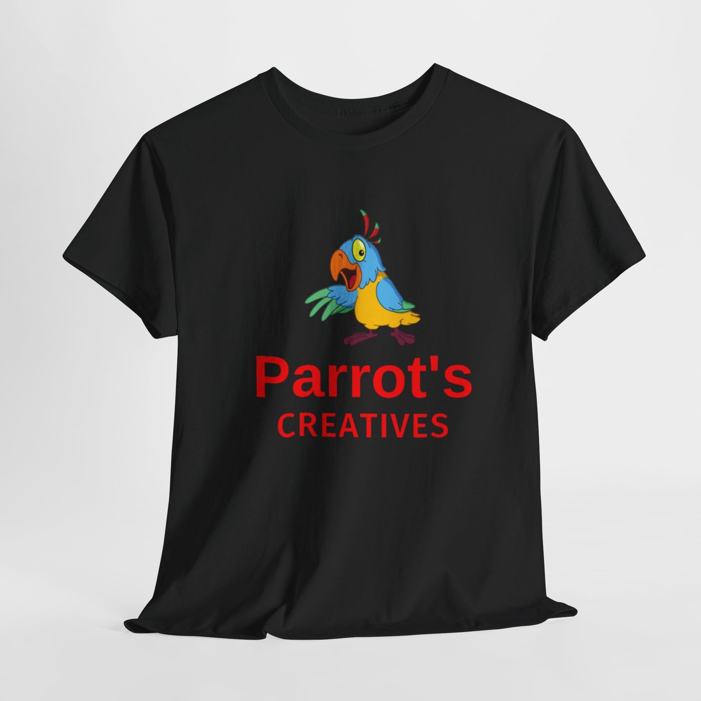 Eco-Friendly Unisex Heavy Cotton Tee with Colorful Parrot Design - Perfect for Creative Souls