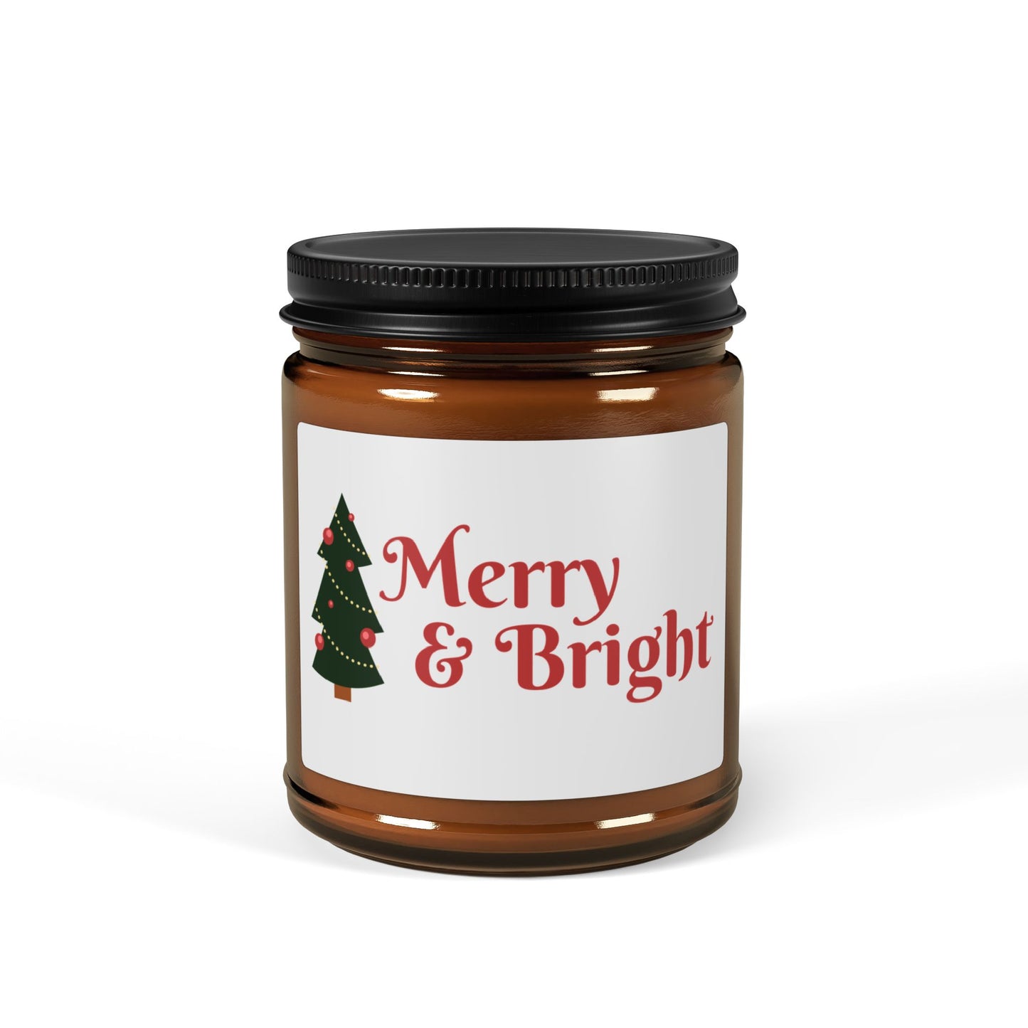 Merry & Bright Scented Soy Candle - Festive Amber Jar for Holiday Cheer