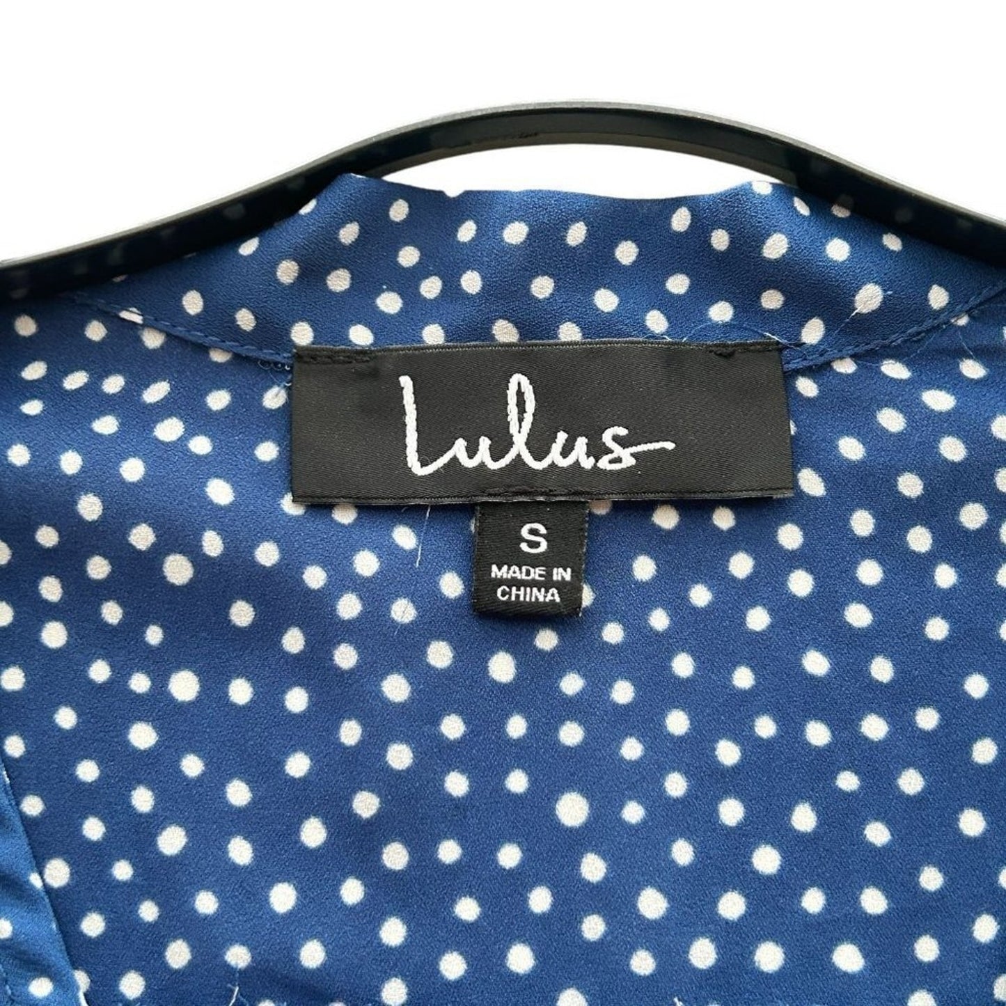 Lulus On The Spot Polka Dot Blue White Women's Blouse Size S #H1499