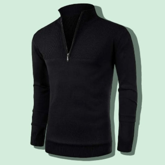 NITAGUT Men's Sweater NWT Sz. 2XL Slim Fit Quarter Zip Mock  Long SL. Black #SH