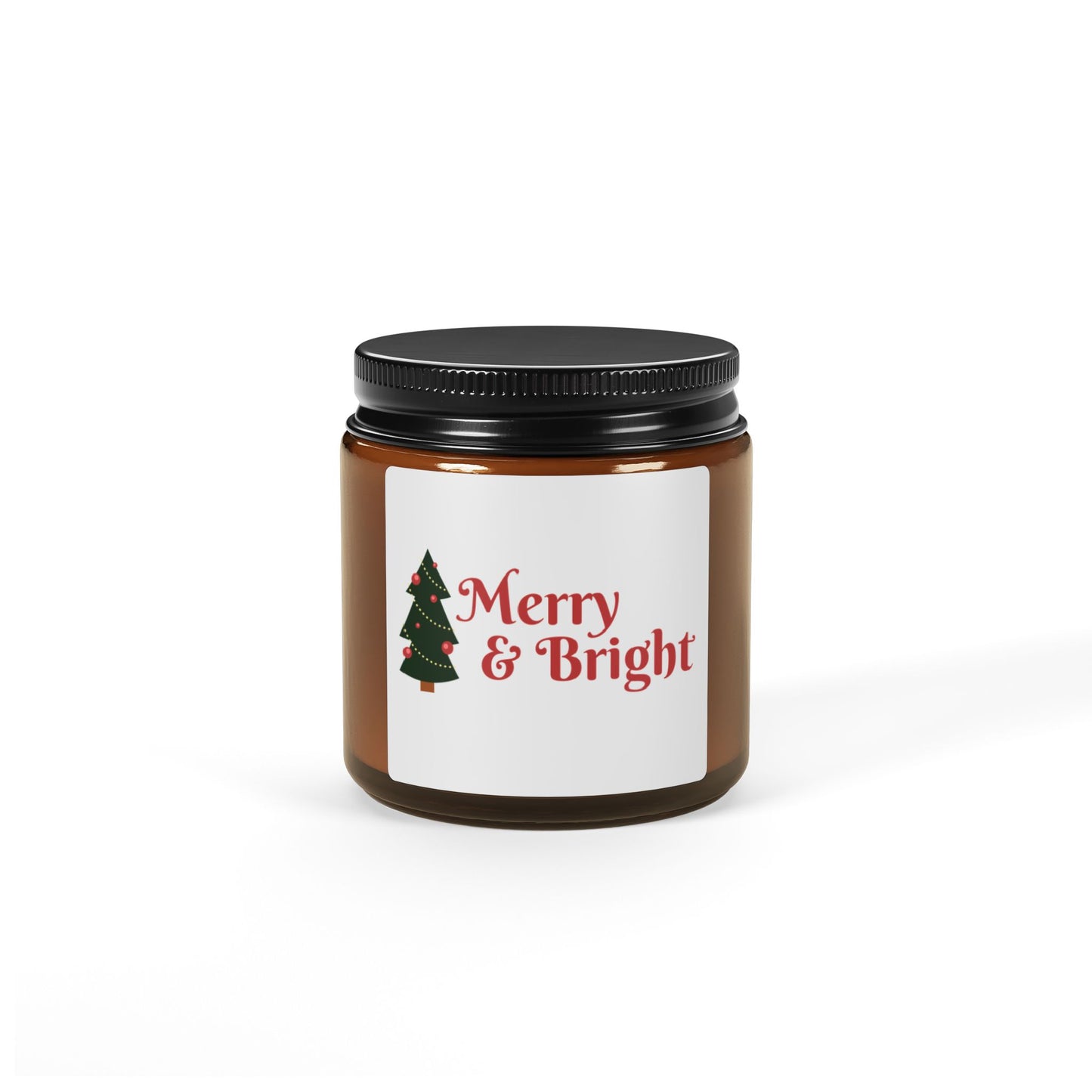 Merry & Bright Scented Soy Candle - Festive Amber Jar for Holiday Cheer