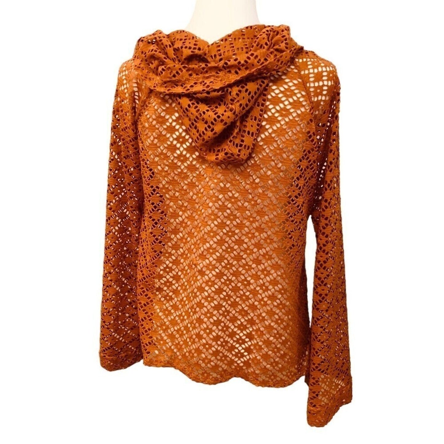 Mind Code Women's Crochet Hoodie Orange (See Photos for Size ) Inv. E-1065