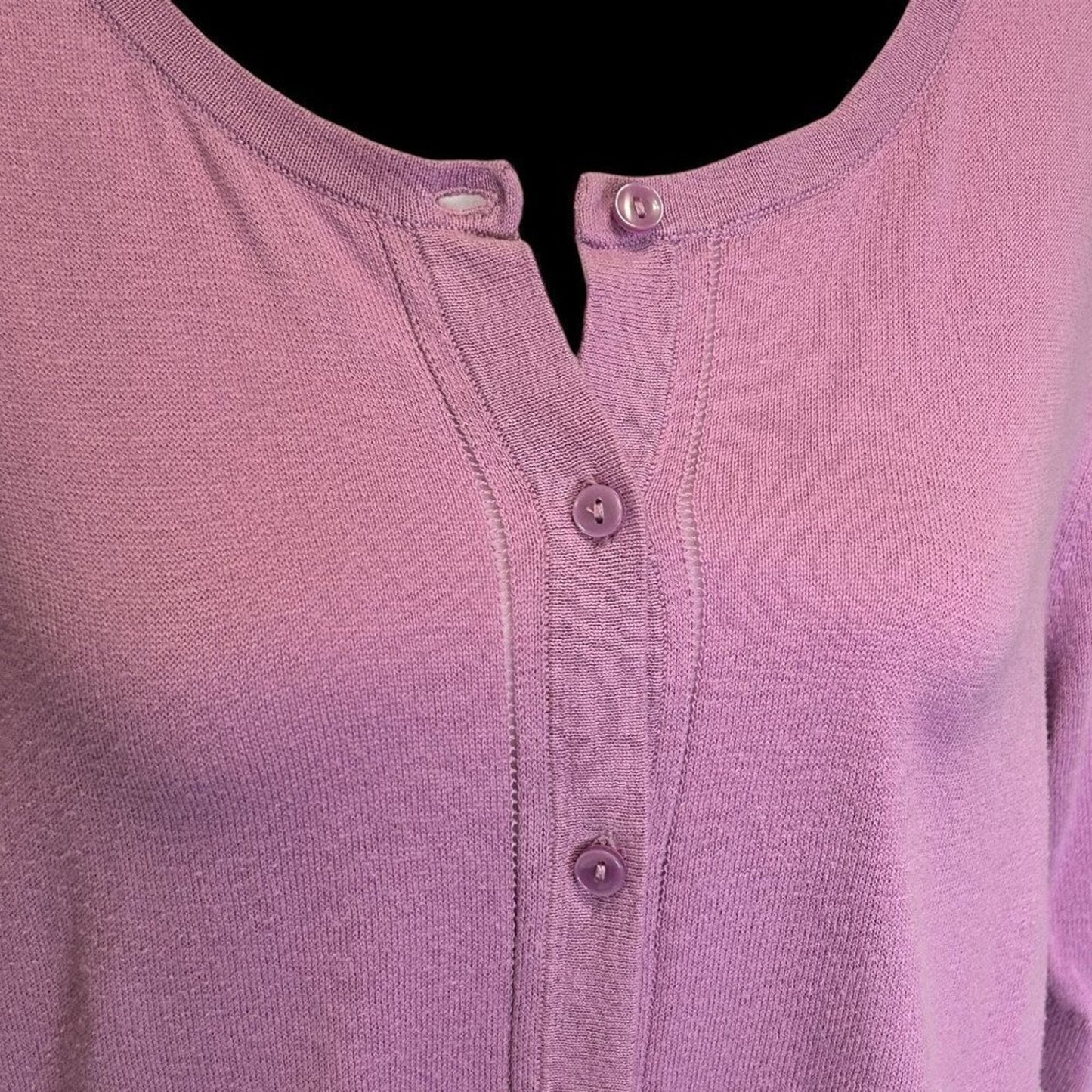 Loft Women's Sweater Top, Size L, Purple, Button up, Sht Sleeve #B1466