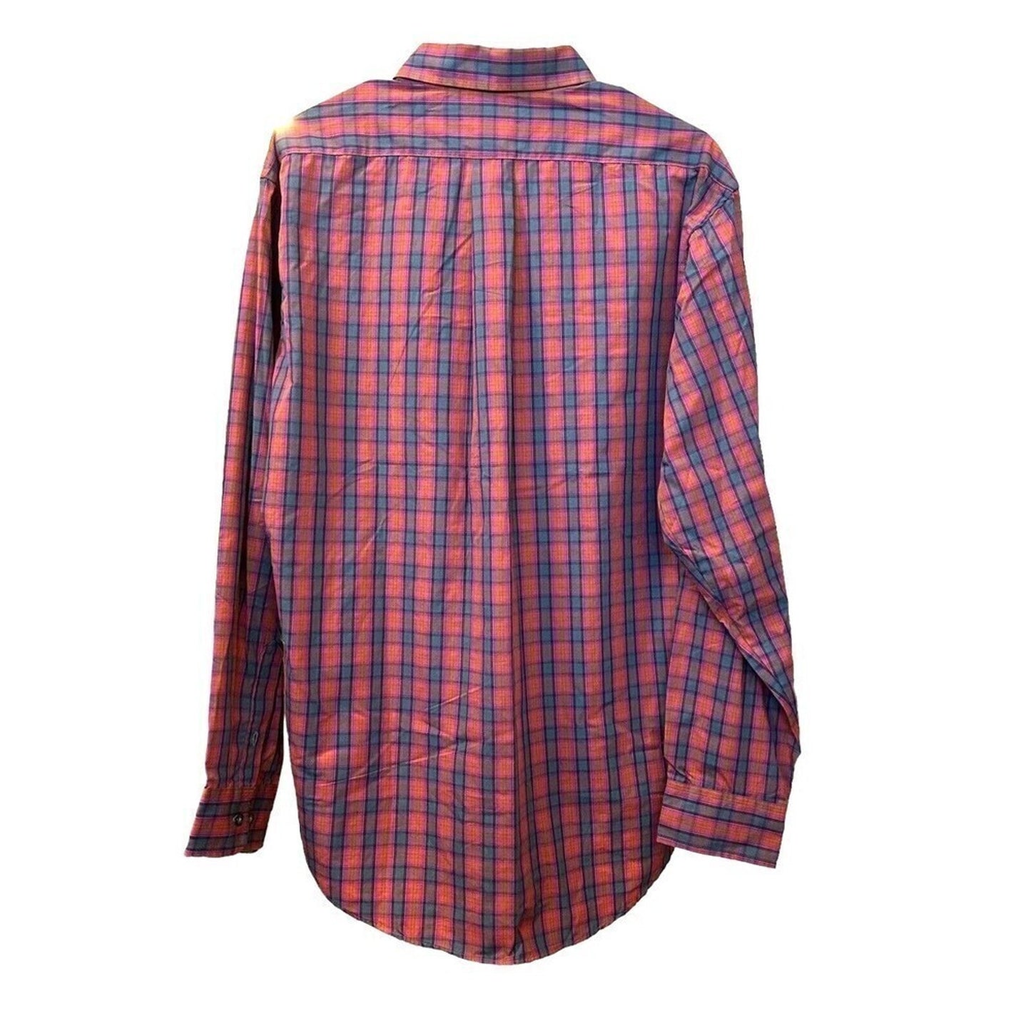 All American Men's Button Down Shirt Size L Red / Green Plaid Lg Sleeve #K1357