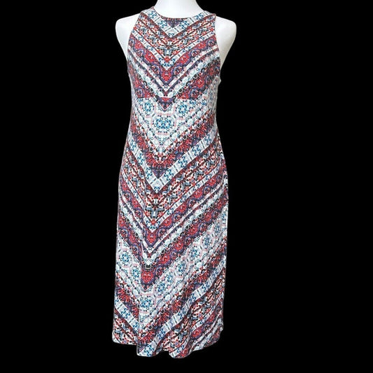 Athleta Dress, Sleeveless Geometric Pattern A-Line Stretchy Size M (8-10) #H1280