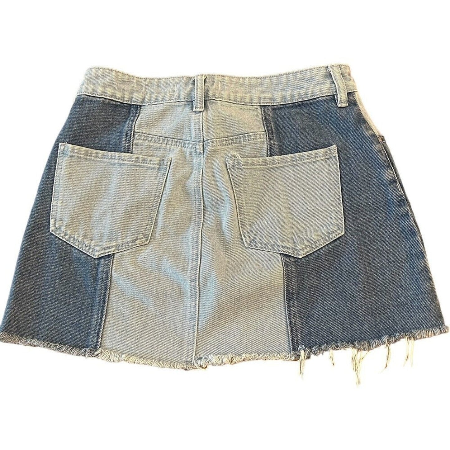 Pacsun Women's Sz. 25 Jean Mini Skirt Two Toned Denim Raw Cut Offs #A1160