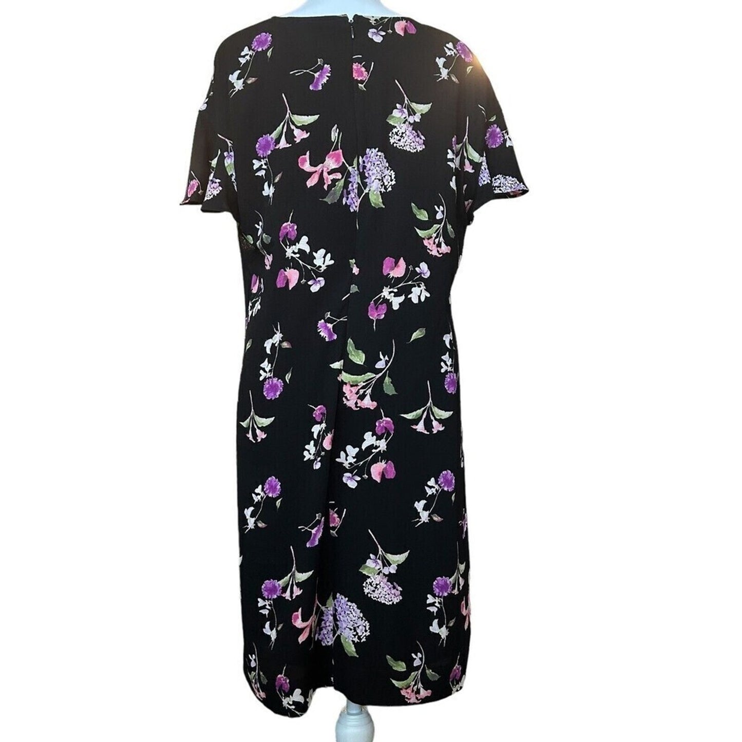 American Living Women's Dress Black Pink Floral Sheath Mickie Crepe, Size 14 #SH