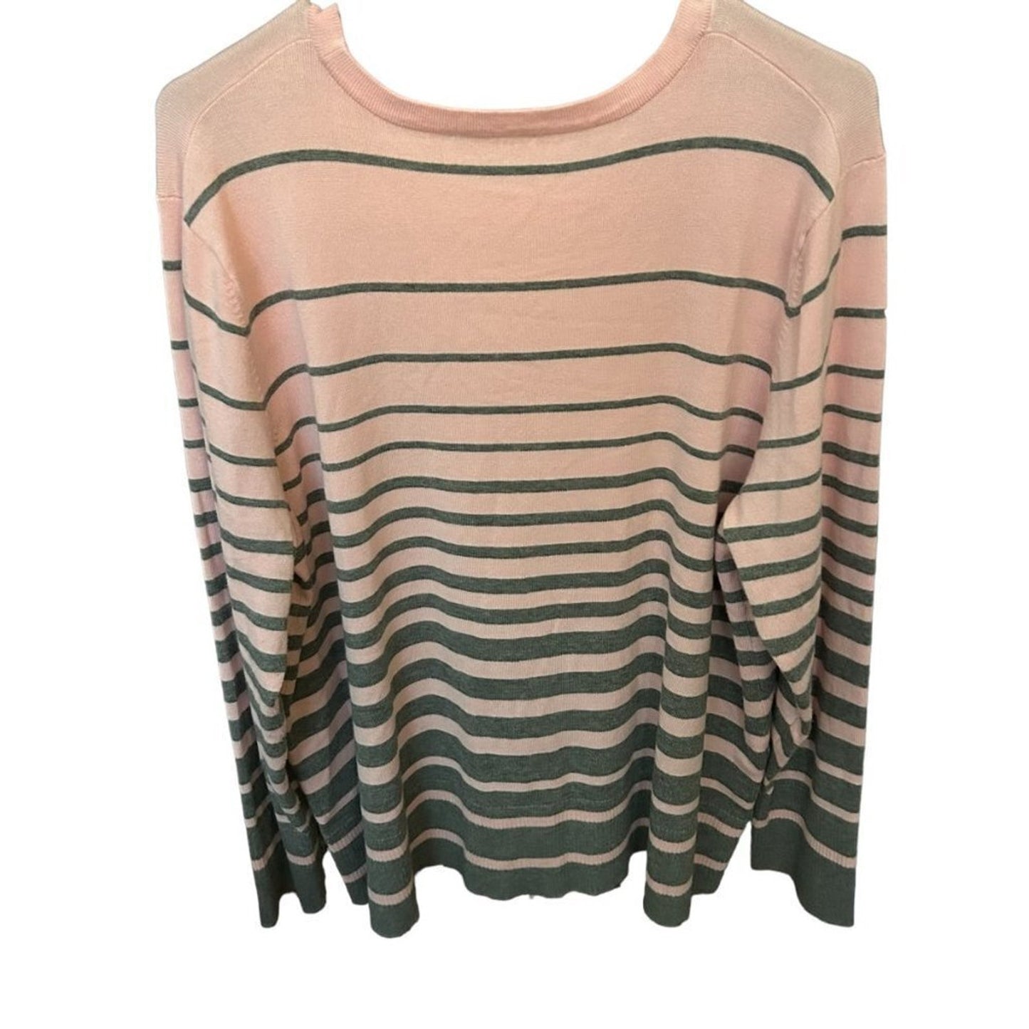 Investments Women's Sweater Sz. 2X Lg Sleeve Striped Pink/Gray #L1342