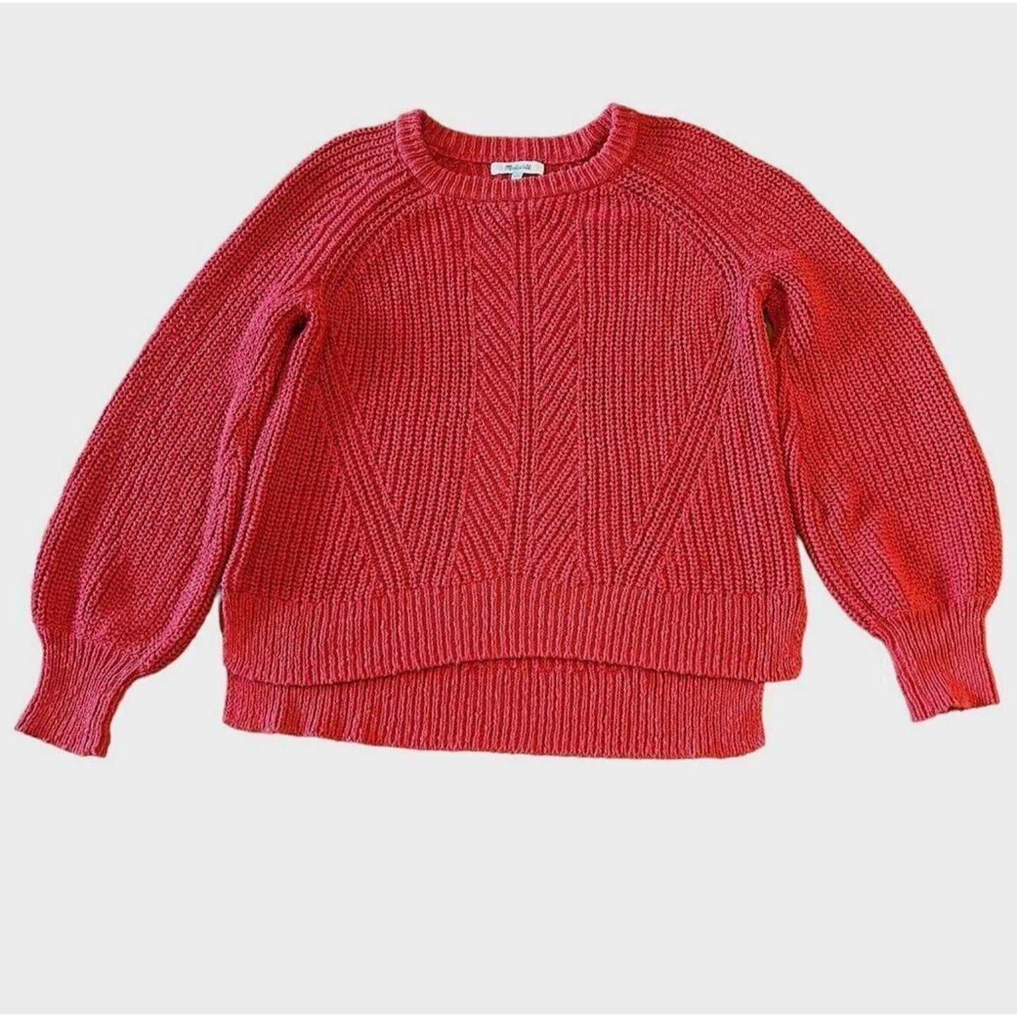 Maxwell Womens Red Waffle Knit Sweater Size Small Cotton Heavyweight #C1208