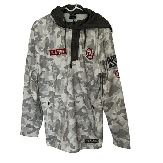 Oklahoma Sooners Men's Camo Hoodie Sz. L - Lined 1/4 Zip Football Season #019