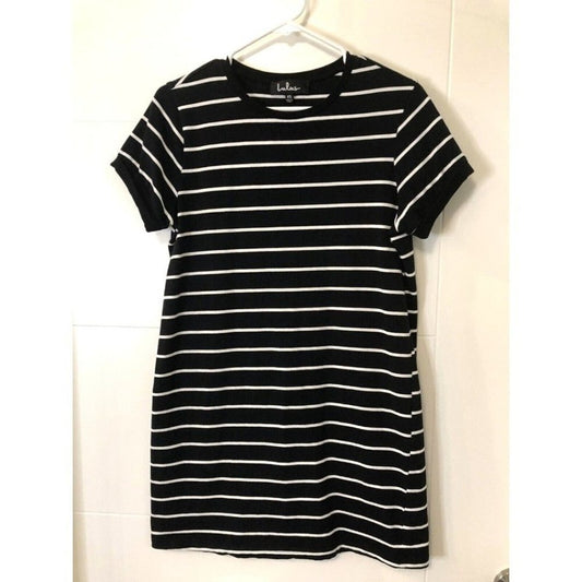 Lulus Dress XS Black / White Striped Shirt Dress - Cute Comfy!!!