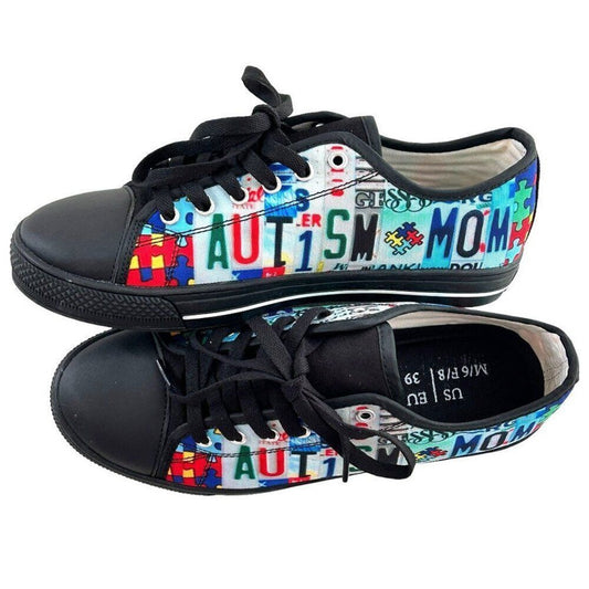 Autism Mom Custom Shoes Women's Size 8 License Plate Graphic Multi-Color #CR