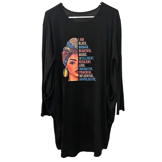 African American Women's Long T-Shirt Dress 2XL - Black Women Empowerment #J1299