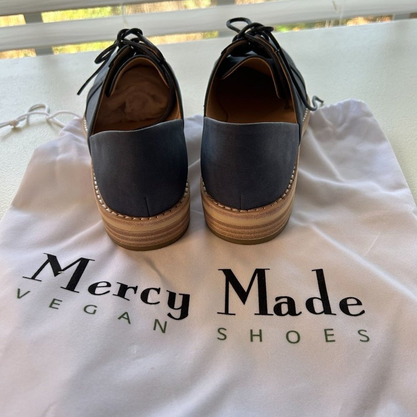 Mercy Made Vegan Shoes Women's Size 7.5 Sage Blue Oxfords New in Box