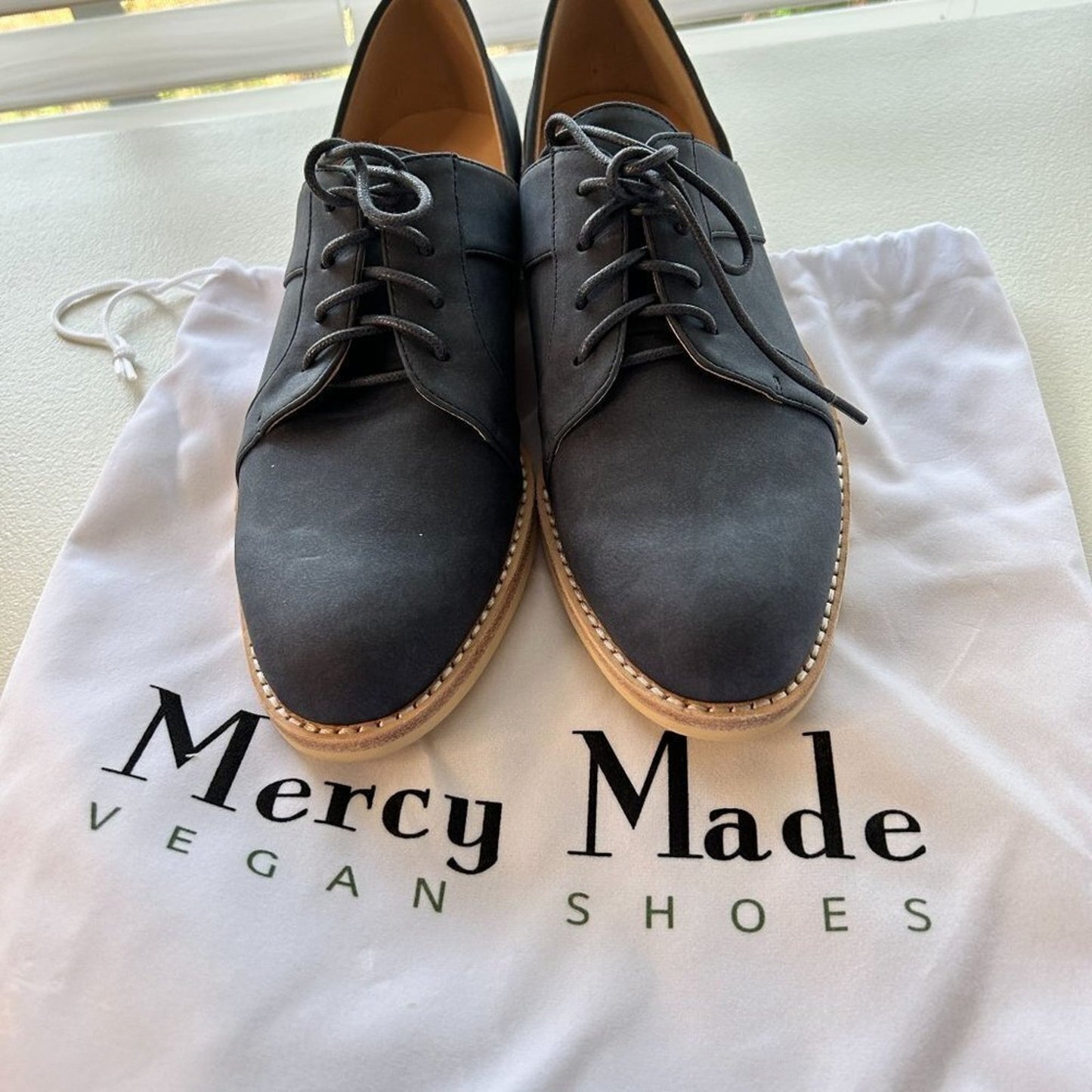 Mercy Made Vegan Shoes Women's Size 7.5 Sage Blue Oxfords New in Box