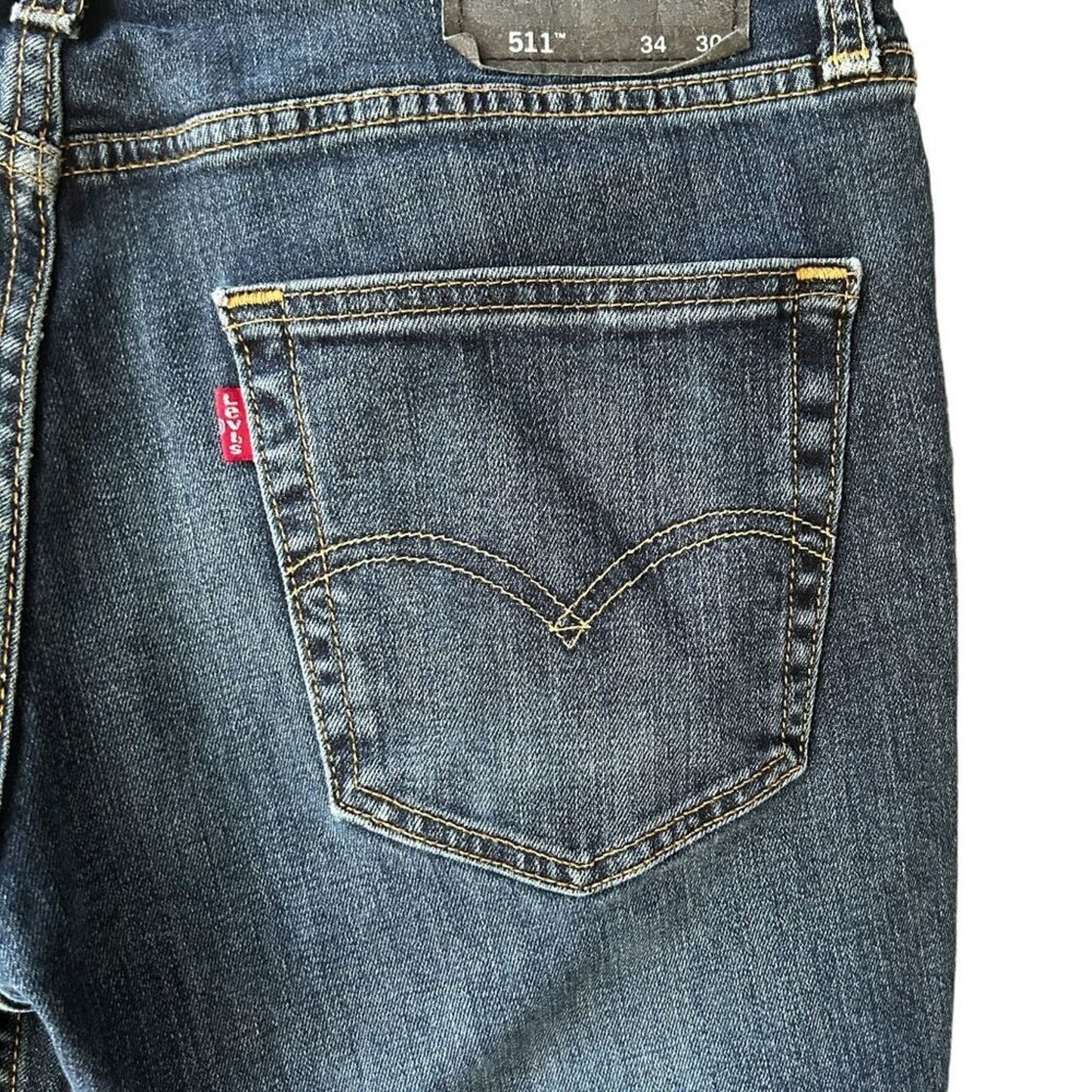 Levi's 511 Blue Jeans Straight Cut Hi-Rise Size 34" x 30"  #J3-1577