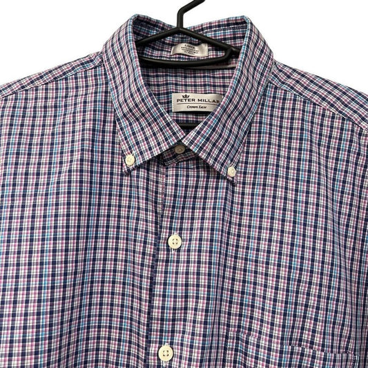 Peter Millar Men's Shirt Size Large Plaid Button Down Collar Cotton #O1417