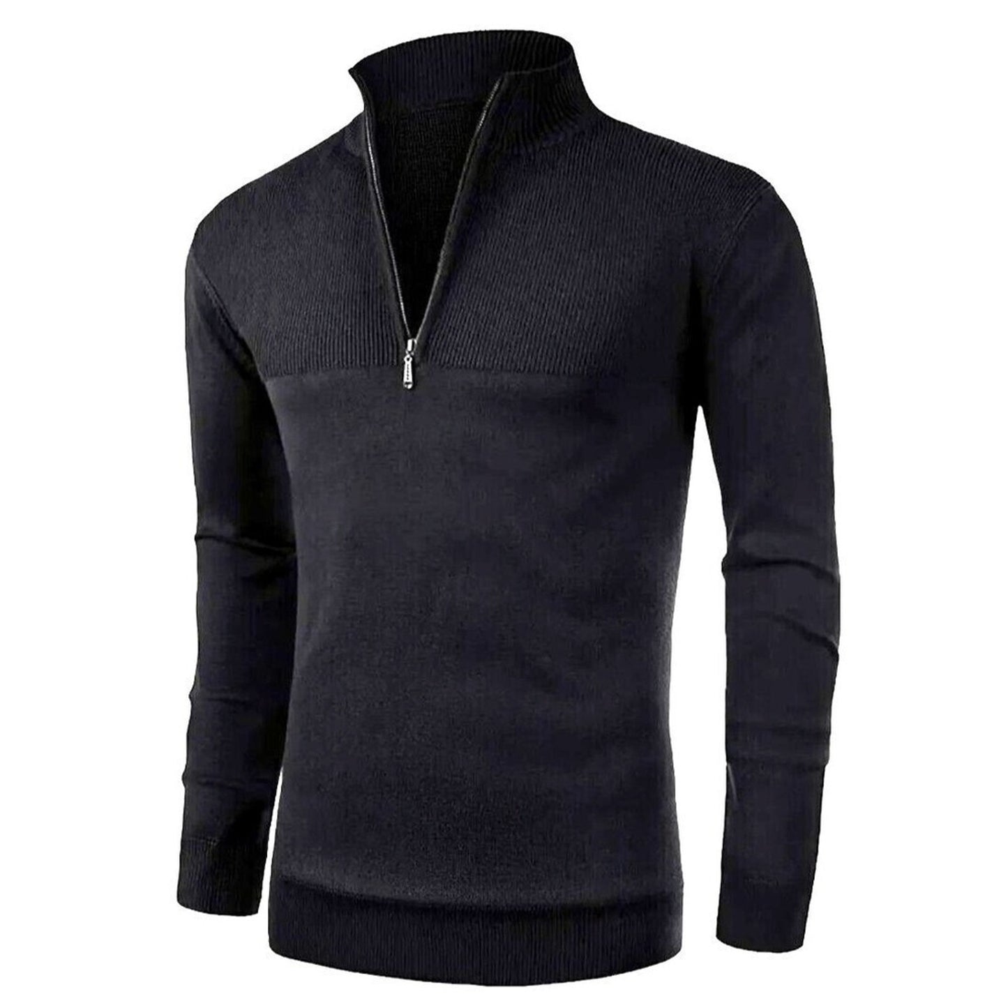 NITAGUT Men's Sweater NWT Sz. 2XL Slim Fit Quarter Zip Mock  Long SL. Black #SH