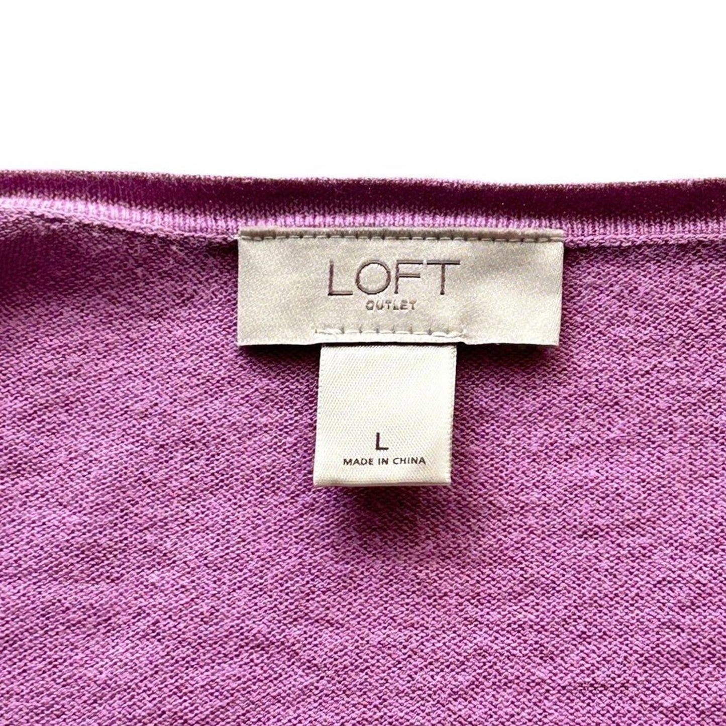 Loft Women's Sweater Top, Size L, Purple, Button up, Sht Sleeve #B1466