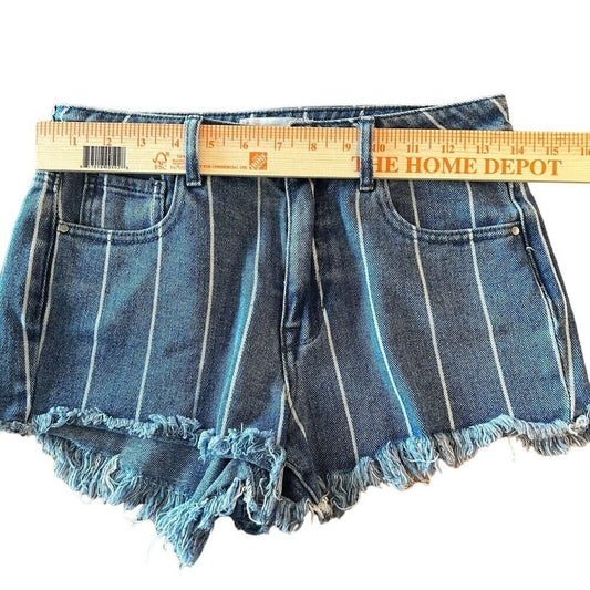 Pacsun Denim Women's Striped Festival Shorts Mini Sz. 26, 90's Cutoff #A1159