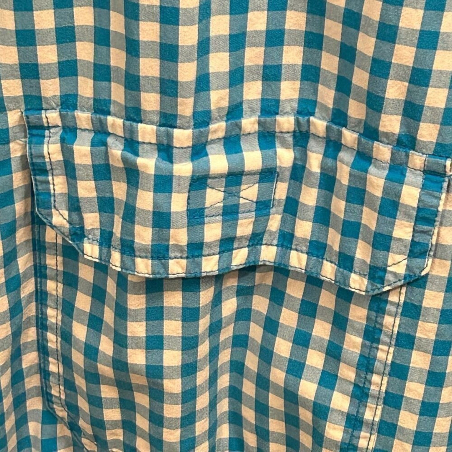 Magellan Outdoors, Men's Shirt Size 2XL, Aqua Blue, Gingham, Short Sleeve #M1396