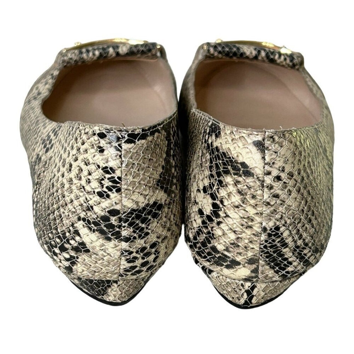 COLE HAAN Women's Flats Size 8B Snake Embossed Leather Bow Ballet #S2