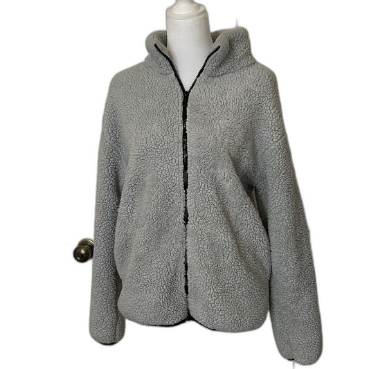 Pink Victoria's Secret Size S, Teddy Full Zip Jacket Grey with Black Trim #H006