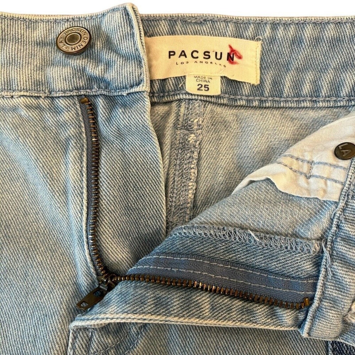 Pacsun Women's Sz. 25 Jean Mini Skirt Two Toned Denim Raw Cut Offs #A1160