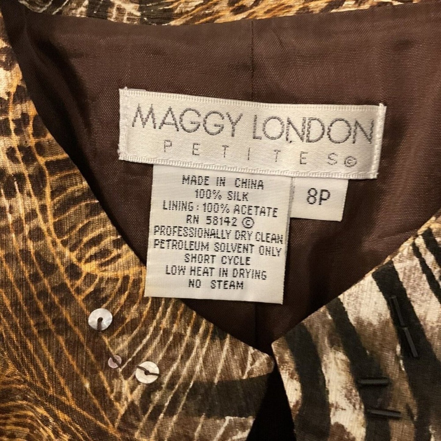 Maggy London Size 8 Petites Women Blazer Coat, Jungle Foliage Find Hidden Jaguar