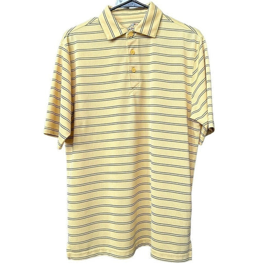 Ahead Extreme Men’s Yellow Striped Golf Short Sleeve Polo Shirt Size (S) # H1270