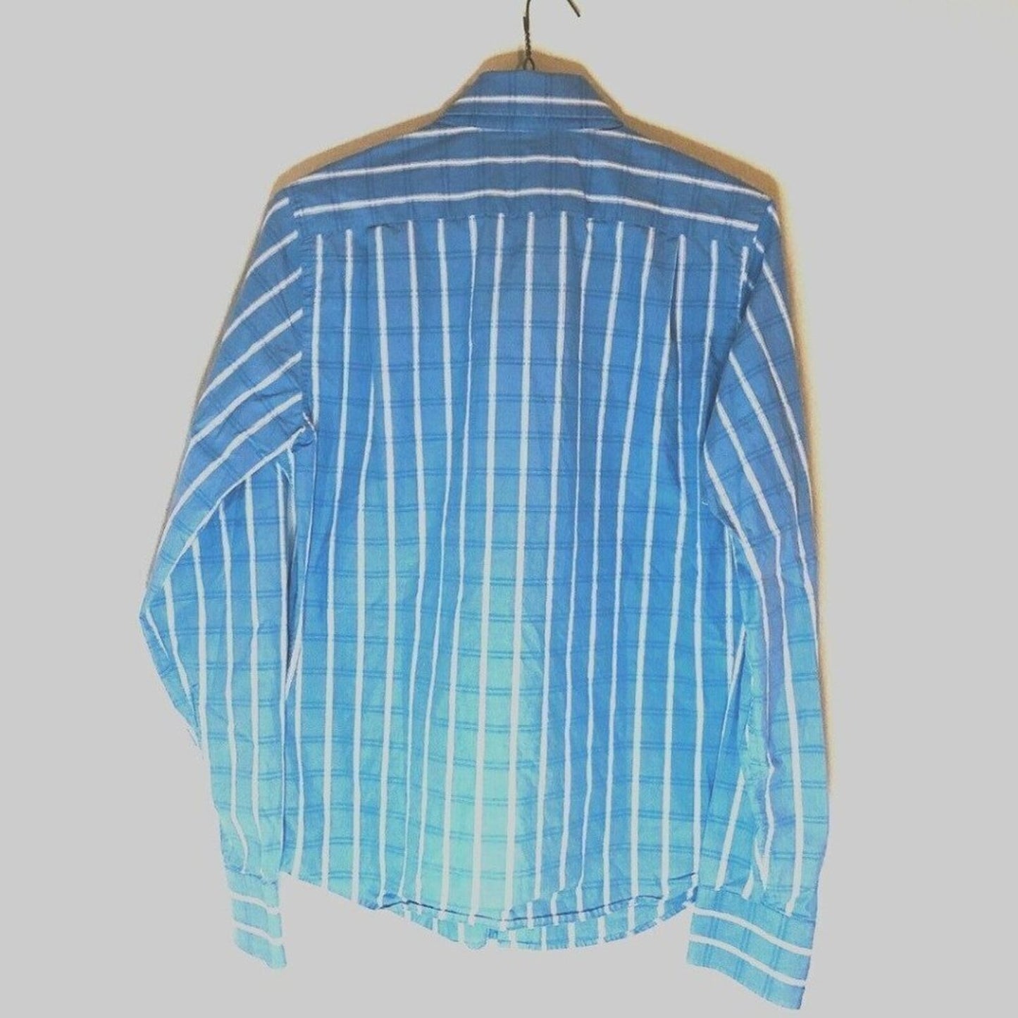 Abercrombie & Fitch Button Front Shirt Mens M Muscle Blue Stripe Logo on Pocket