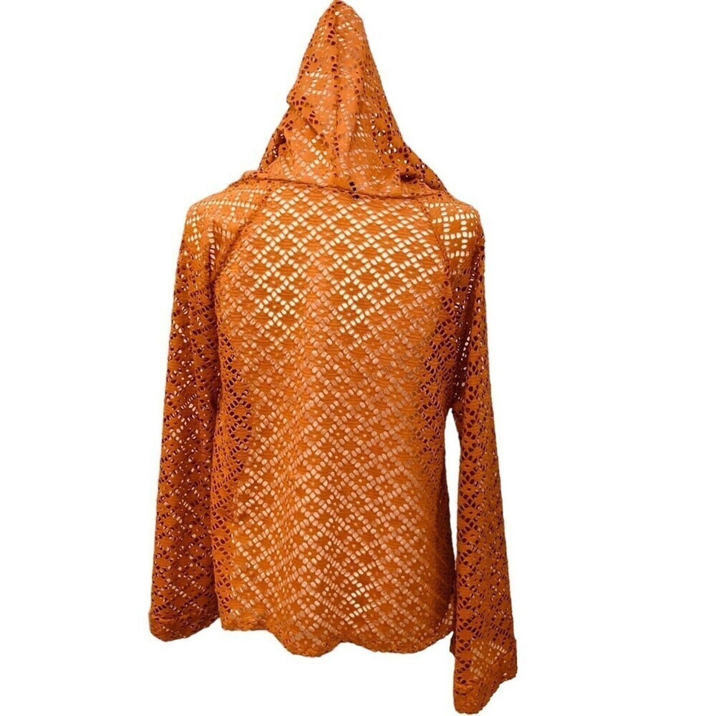 Mind Code Women's Crochet Hoodie Orange (See Photos for Size ) Inv. E-1065