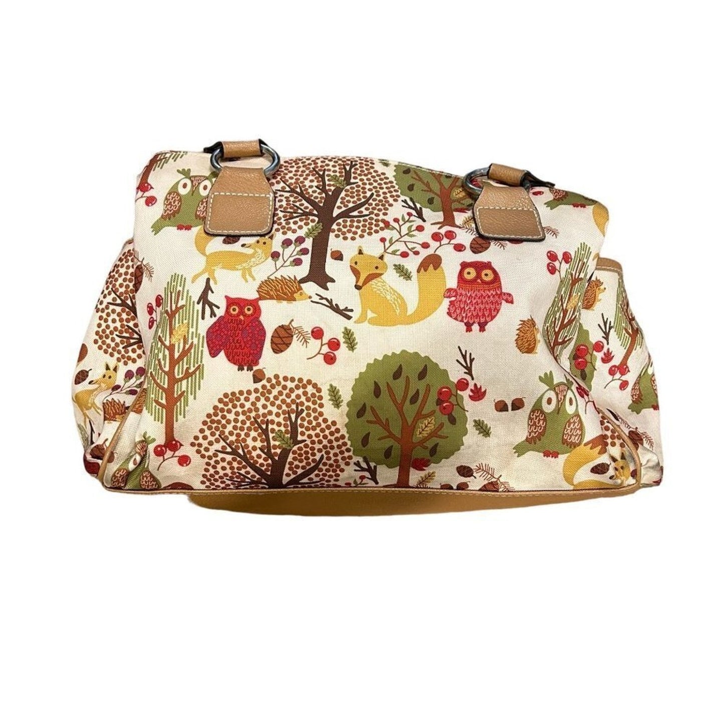 Lily Bloom Forest Owl Triple Section Satchel Women's Purse #BH