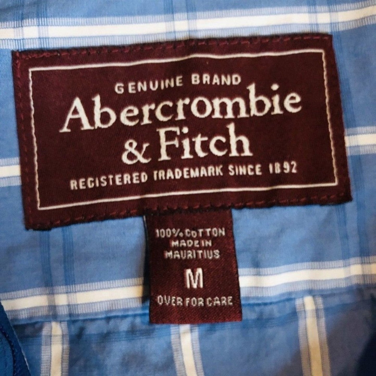 Abercrombie & Fitch Button Front Shirt Mens M Muscle Blue Stripe Logo on Pocket