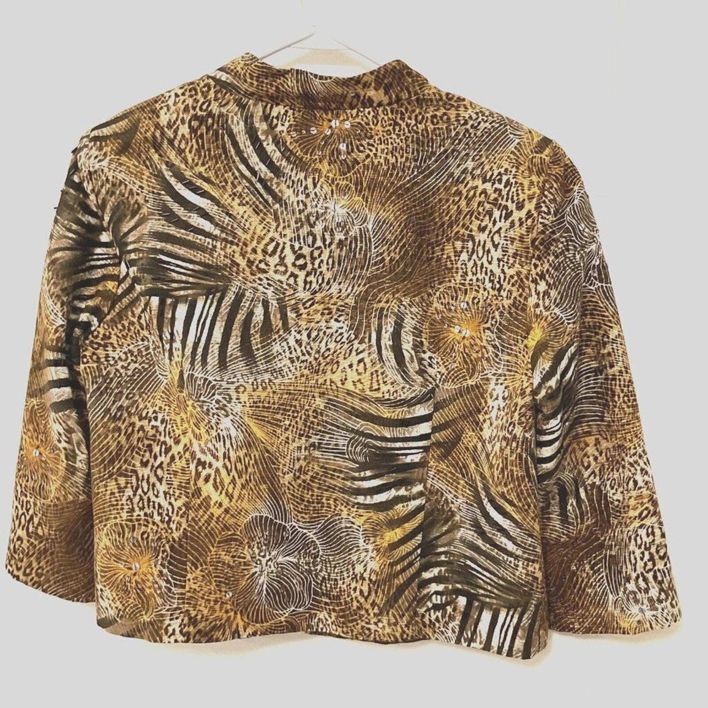 Maggy London Size 8 Petites Women Blazer Coat, Jungle Foliage Find Hidden Jaguar